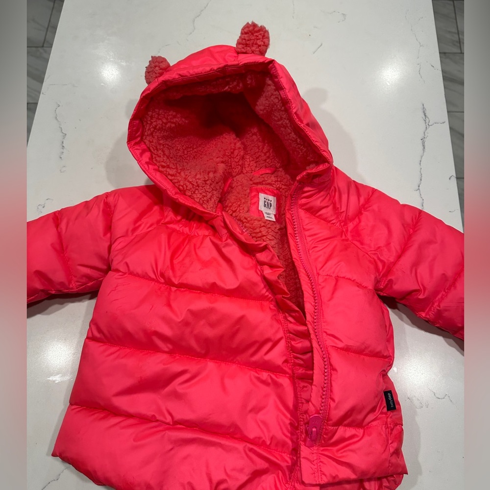 Gap puffer coat with bear ears 18-24 months ** like new**